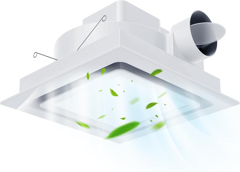 Gopher 12" Ultra Quiet Bathroom Exhaust Fan with 3000-6500 K LED Light, 1.0 Sone 141 CFM, 10x10 Mount, 1500 LM Ceiling Ventilation Fan, Energy Efficient - Image 1